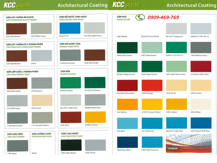 Bảng màu sơn Epoxy KCC Hàn Quốc