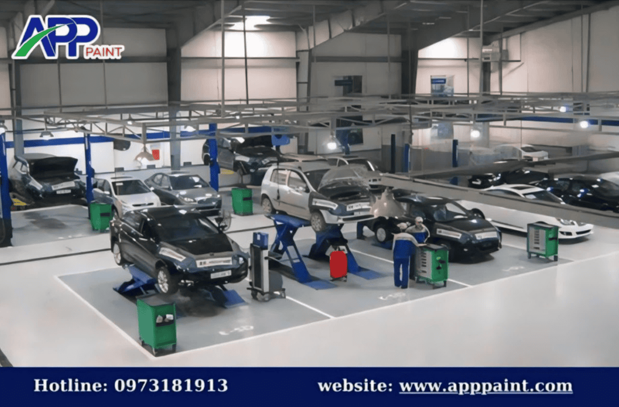 Sơn epoxy có nhiều tùy chọn màu sắc, mang lại vẻ ngoài sang trọng và hiện đại cho gara