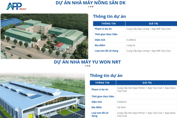 Một vài dự án APP cung cấp sơn epoxy 2 thành phần