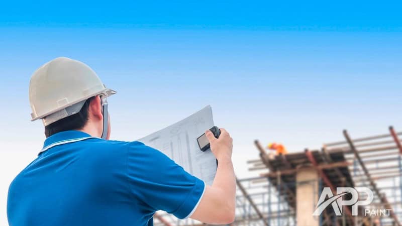 Kỹ sư tư vấn giám sát thi công đang làm việc tại công trường.